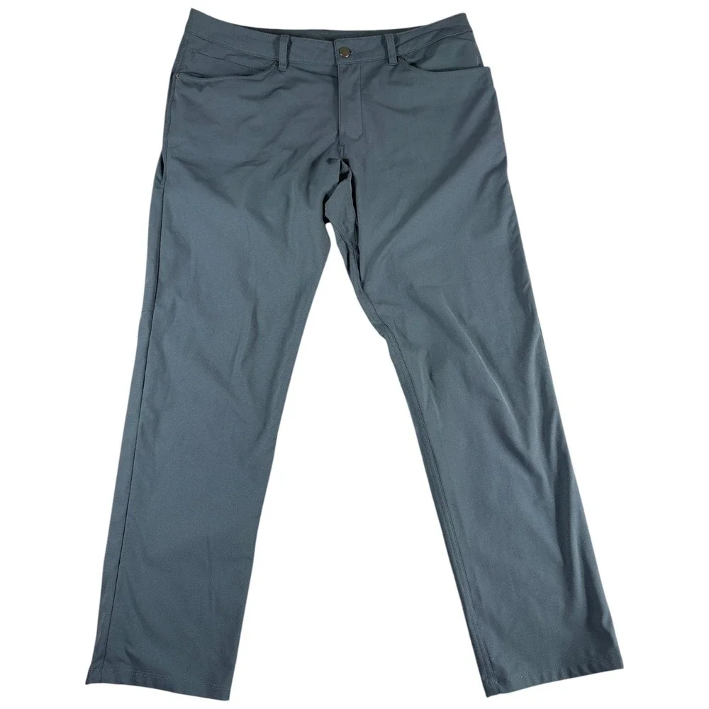 Lululemon Commission Pants Mens 38x31 Blue Slim Fit Stretch Lightweight Workwear